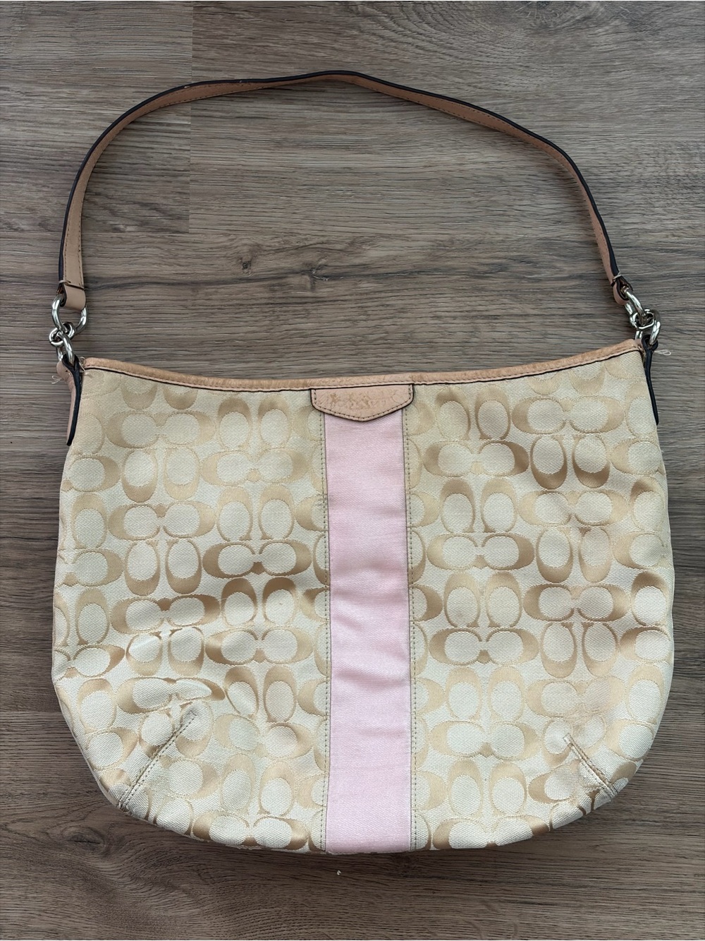 COACH 2014 Signature Stripe Hobo Bag